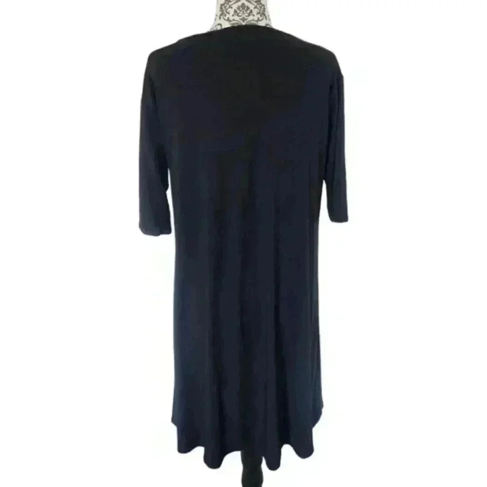 Sotela Swing Dress Women Small Black Resort Beach Coastal Minimalist Lagenlook - Picture 4 of 9
